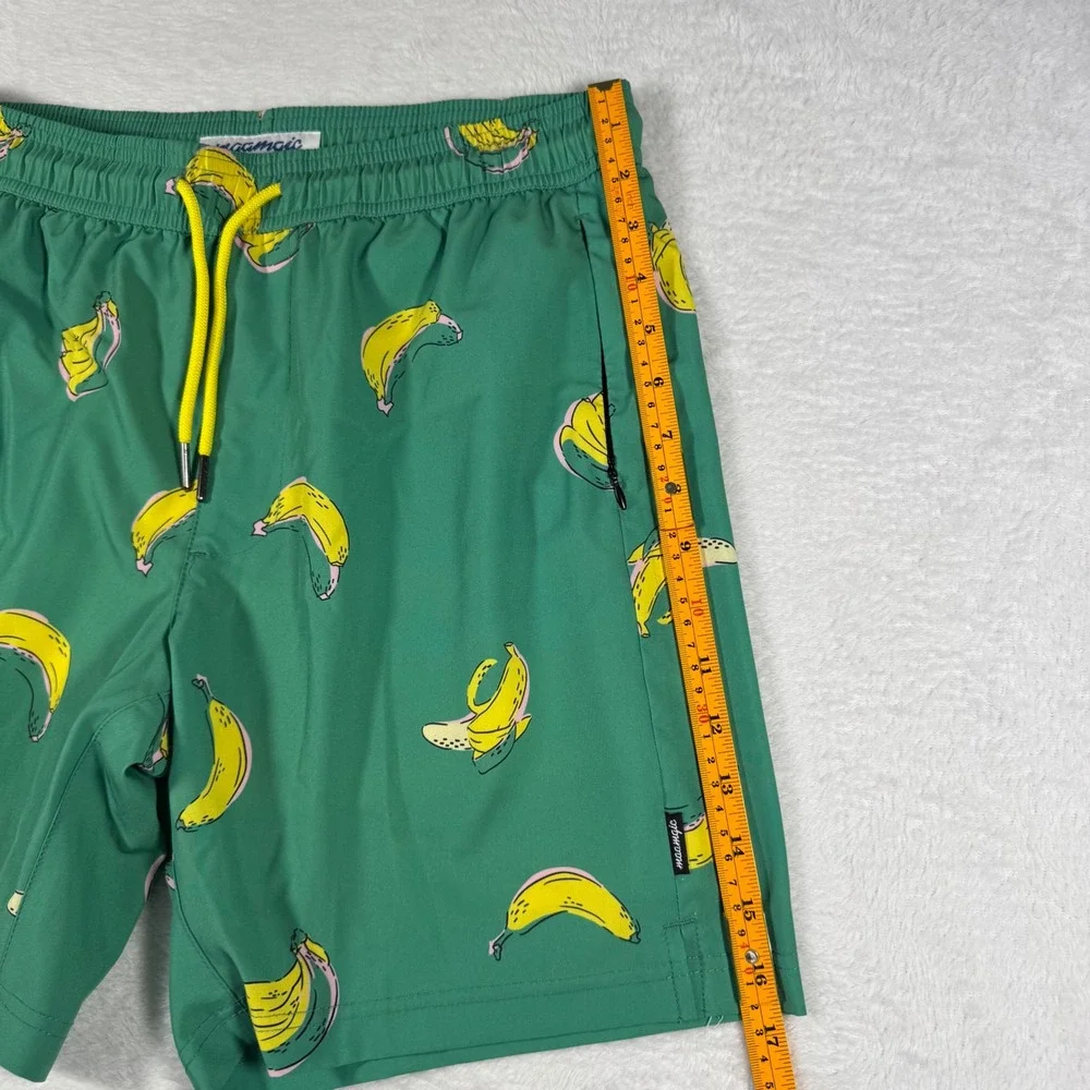Maamgic‎ Swim Trunks Mens Medium Vibrant Green Banana Print Quick Dry Mesh Liner